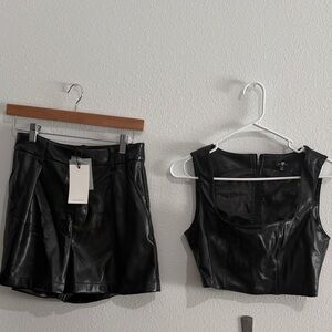 7 for All Man Kind SET - Faux Leather Shorts and Crop